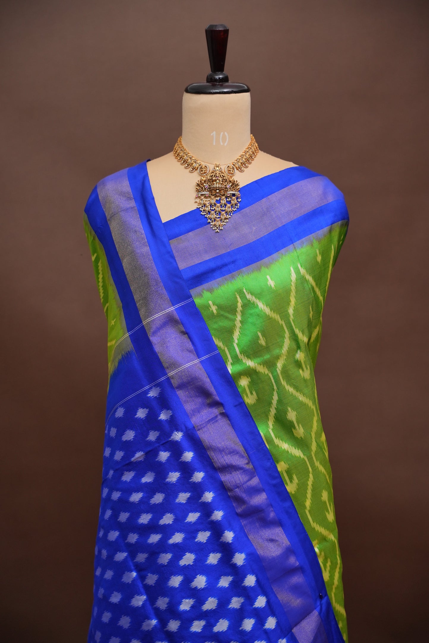 Pure Ikkat Soft Silk Saree - Green & Blue