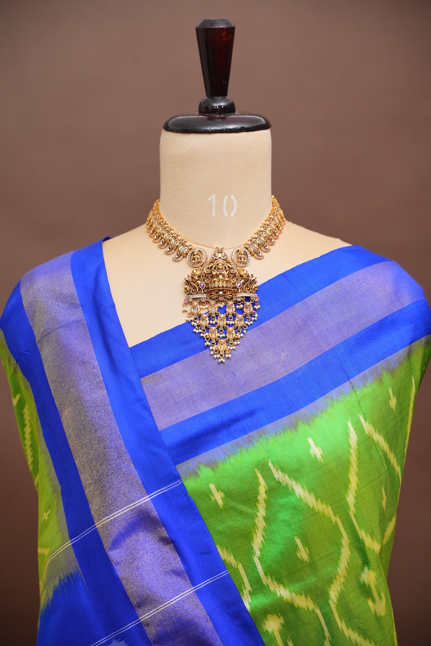 Pure Ikkat Soft Silk Saree - Green & Blue