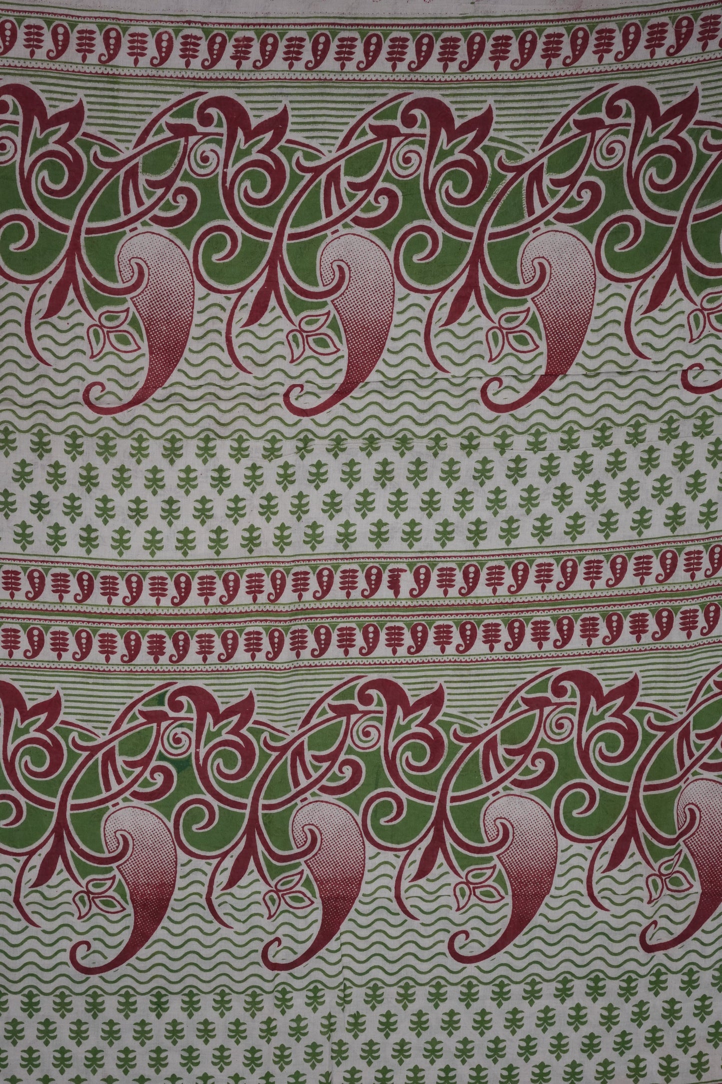Pure Cotton Saree with Digital Kalamkari Prints - Green & Beige