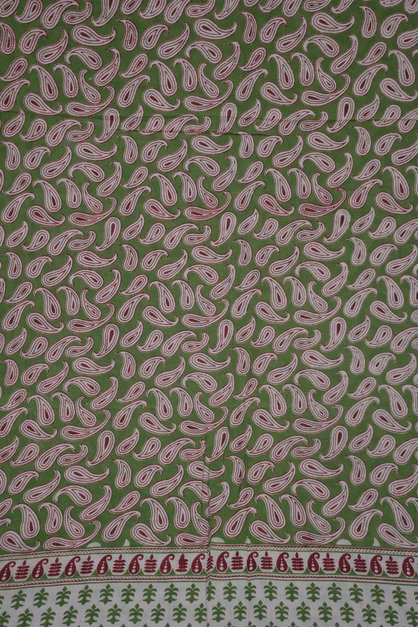 Pure Cotton Saree with Digital Kalamkari Prints - Green & Beige