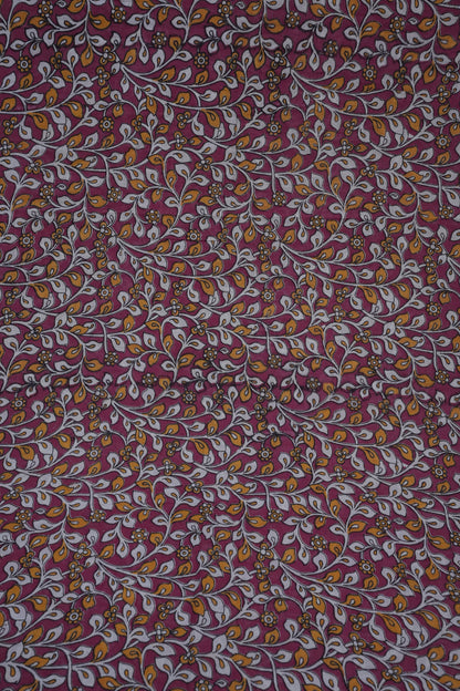 Pure Cotton Saree with Digital Kalamkari Prints - Magenta