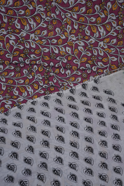 Pure Cotton Saree with Digital Kalamkari Prints - Magenta
