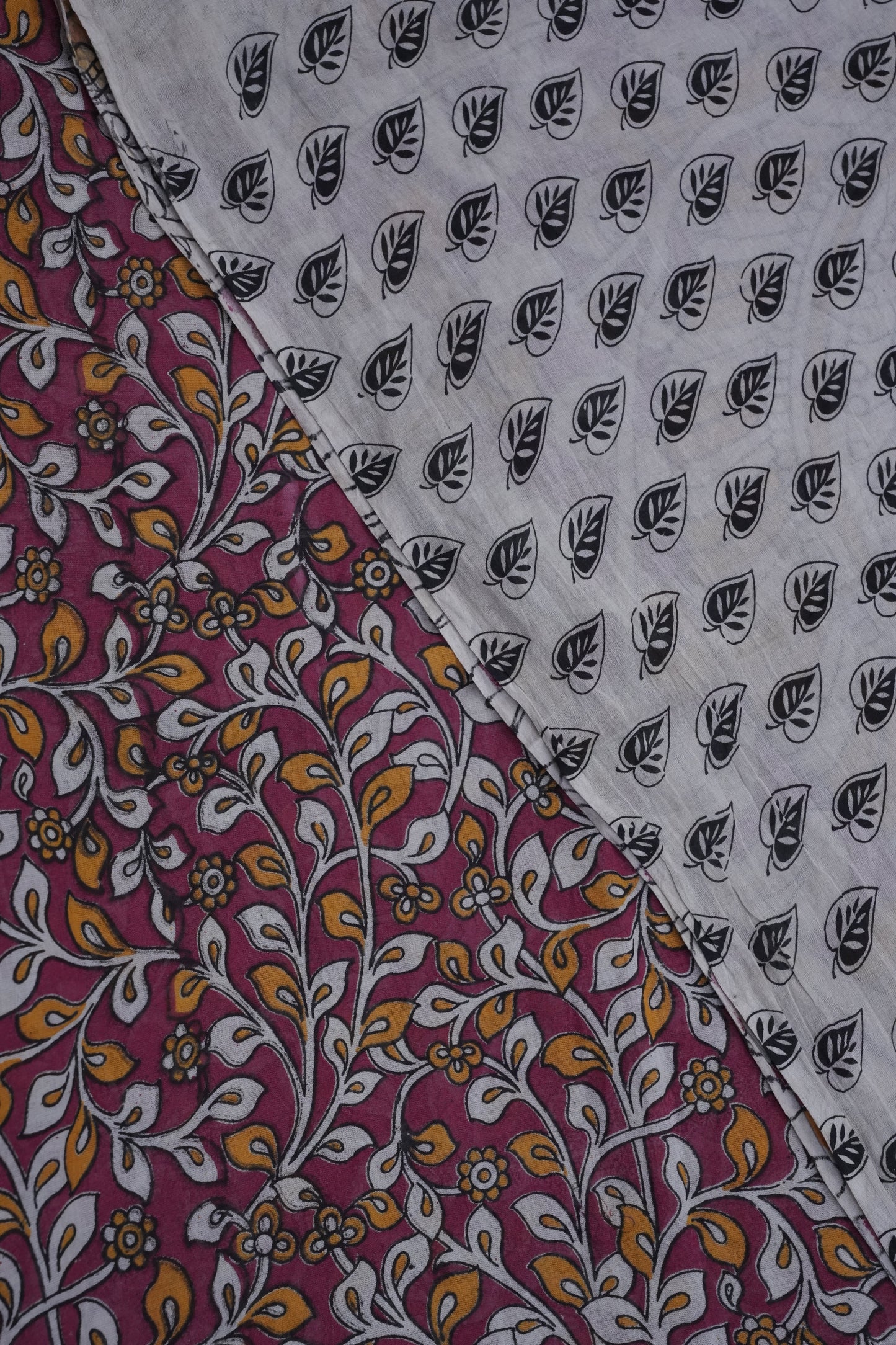 Pure Cotton Saree with Digital Kalamkari Prints - Magenta
