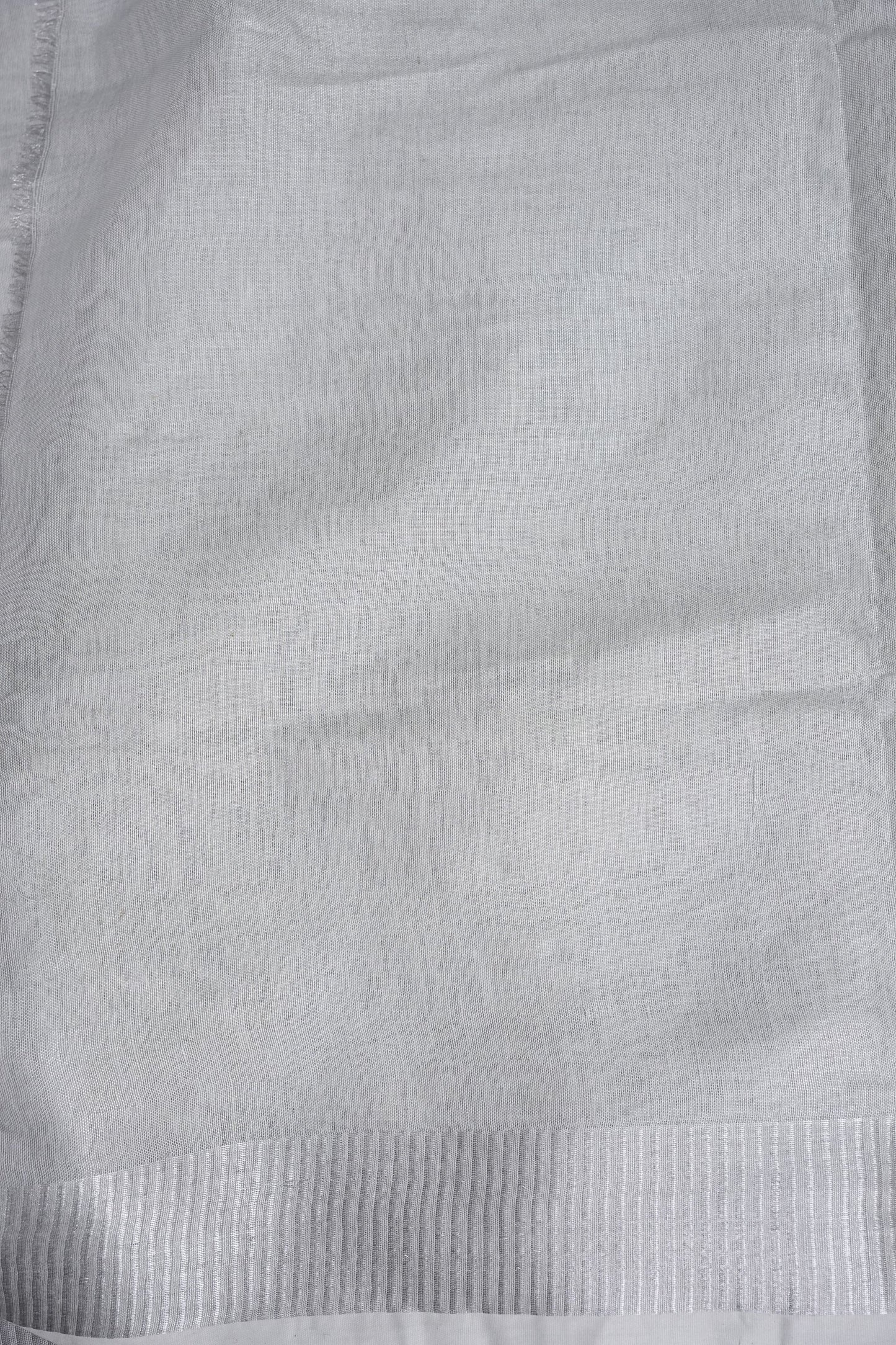 Hand Embroidered Pure Tissue Linen Silk Saree - Silver