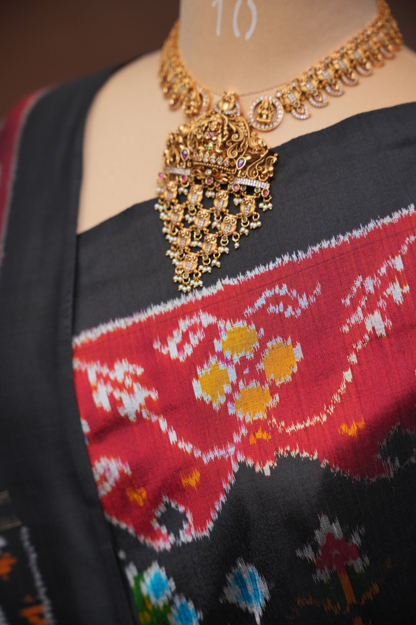 Pure Ikkat Soft Silk Saree - Black with Multicolour