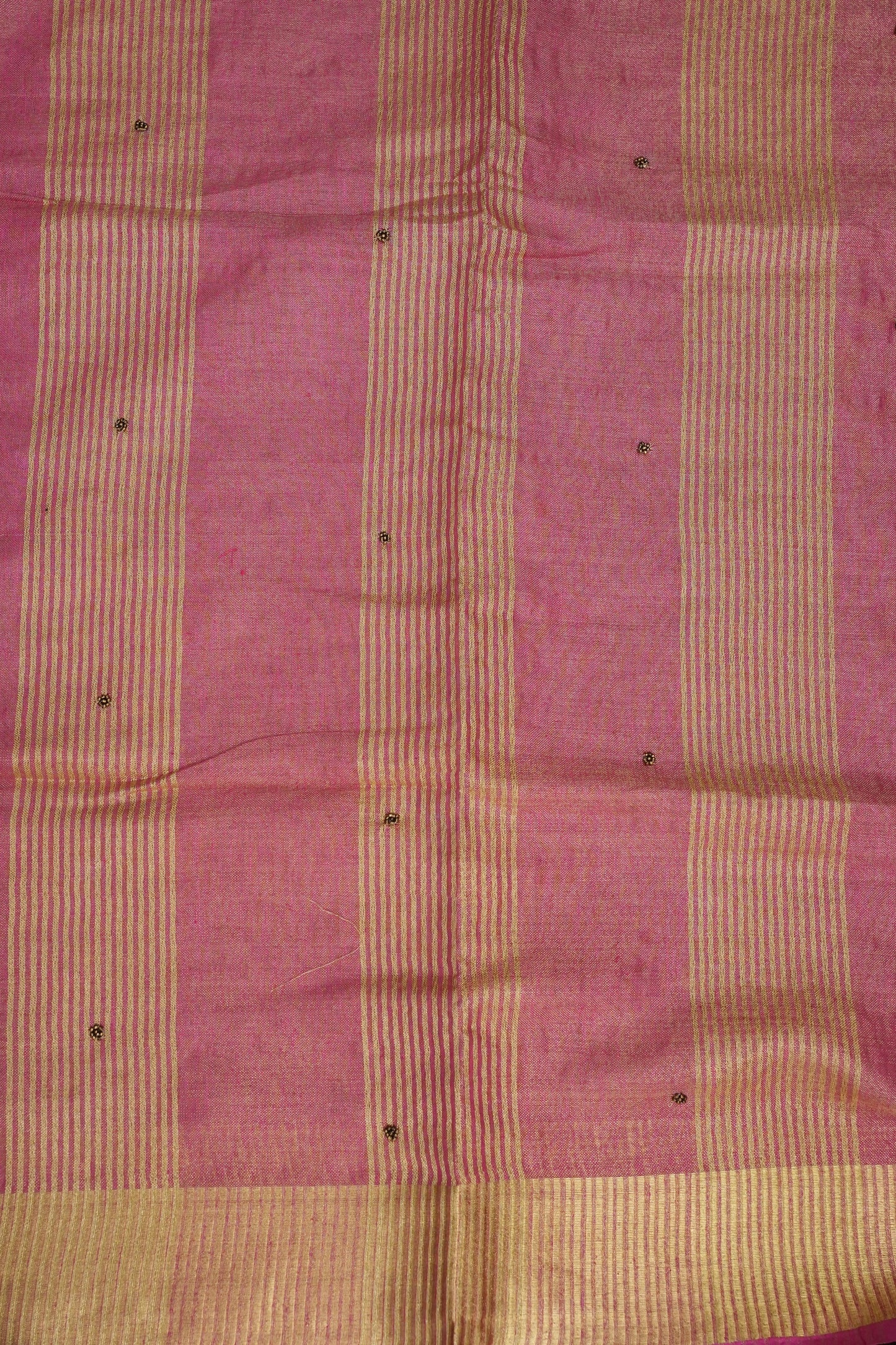 Hand Embroidered Pure Tissue Linen Silk Saree - Blush Pink