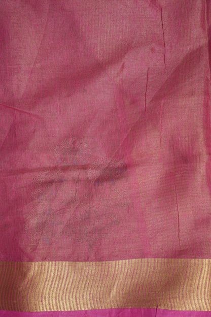 Hand Embroidered Pure Tissue Linen Silk Saree - Blush Pink