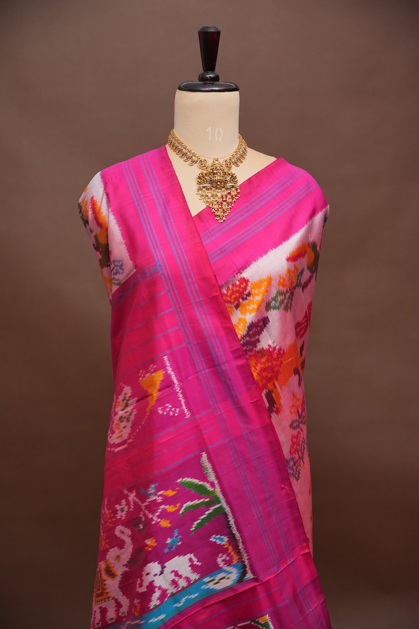 Pure Ikkat Soft Silk Saree -  Pink with Multicolour