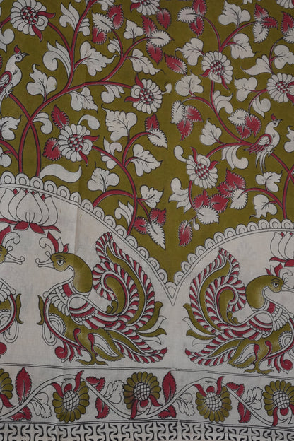 Pure Cotton Saree with Digital Kalamkari Prints – Royal Purple & Blue