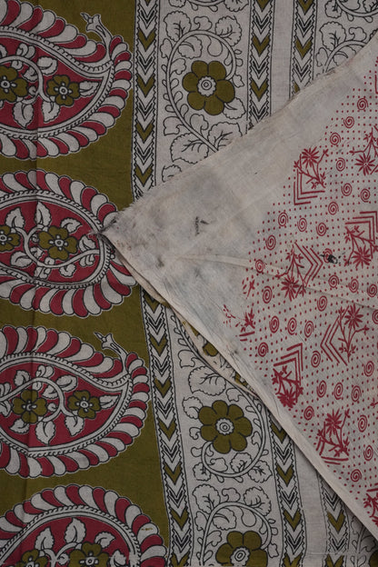 Pure Cotton Saree with Digital Kalamkari Prints – Royal Purple & Blue