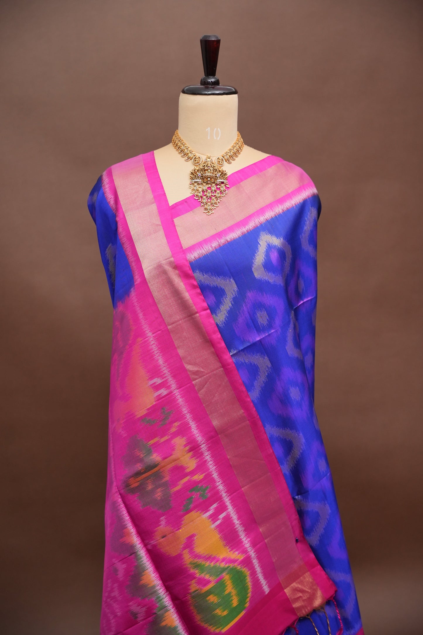 Pure Ikkat Soft Silk Saree – Royal Blue & Pink