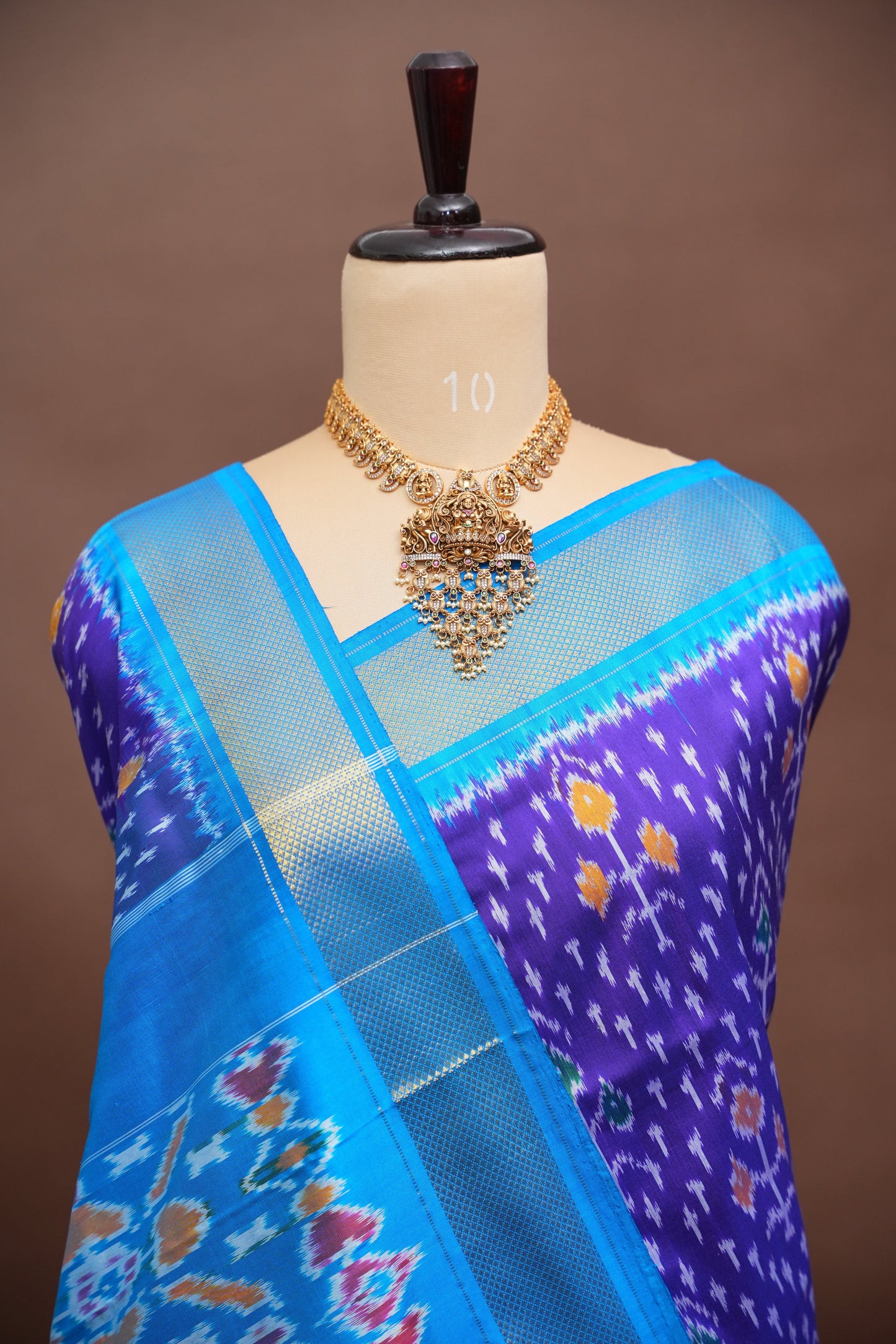 Pure Ikkat Soft Silk Saree - Purple with Blue