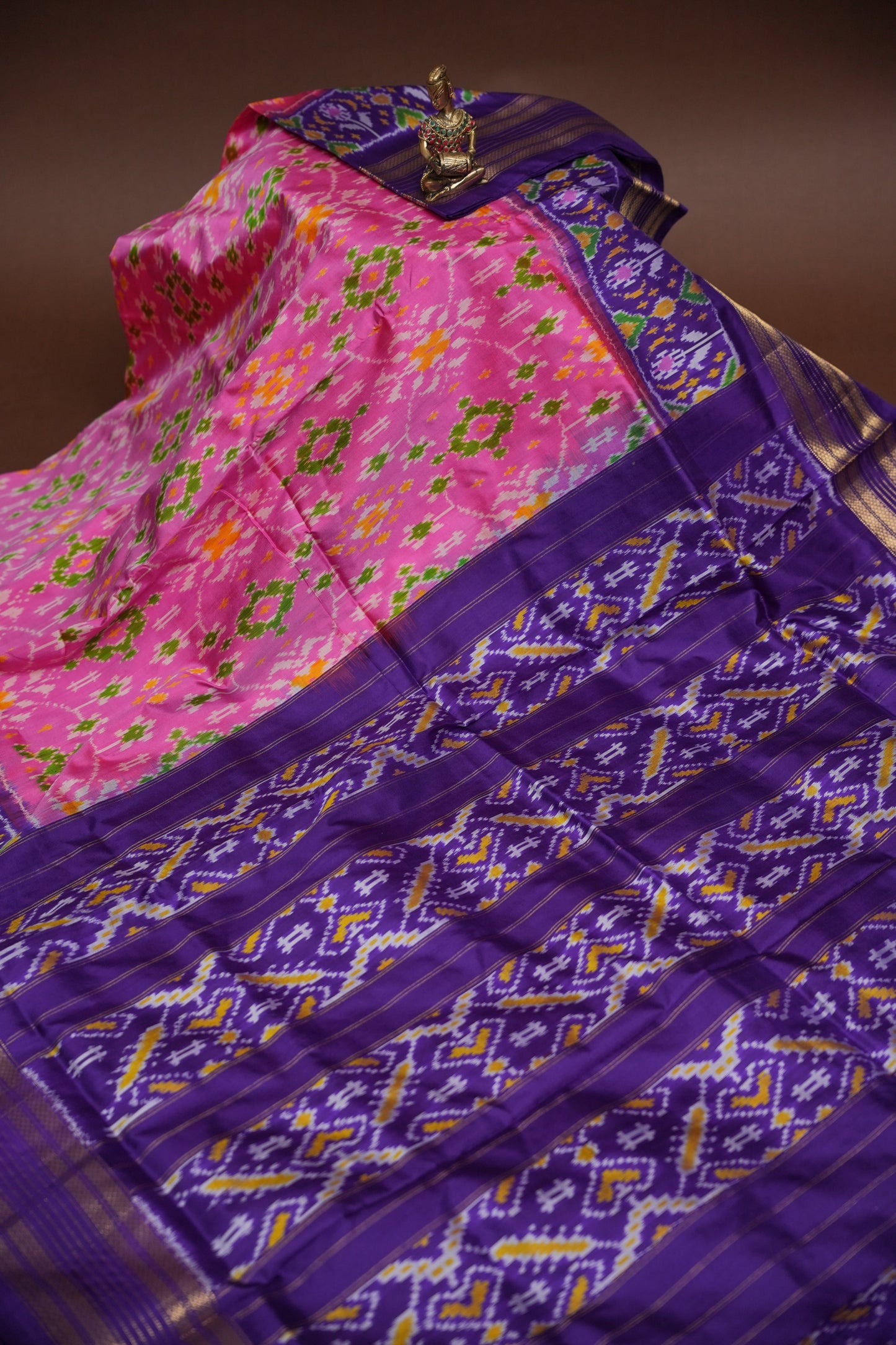 Pure Ikkat Soft Silk Saree - Purple & Pink