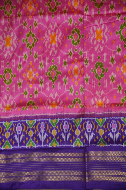 Pure Ikkat Soft Silk Saree - Purple & Pink