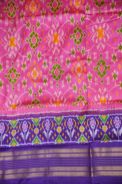 Pure Ikkat Soft Silk Saree - Purple & Pink