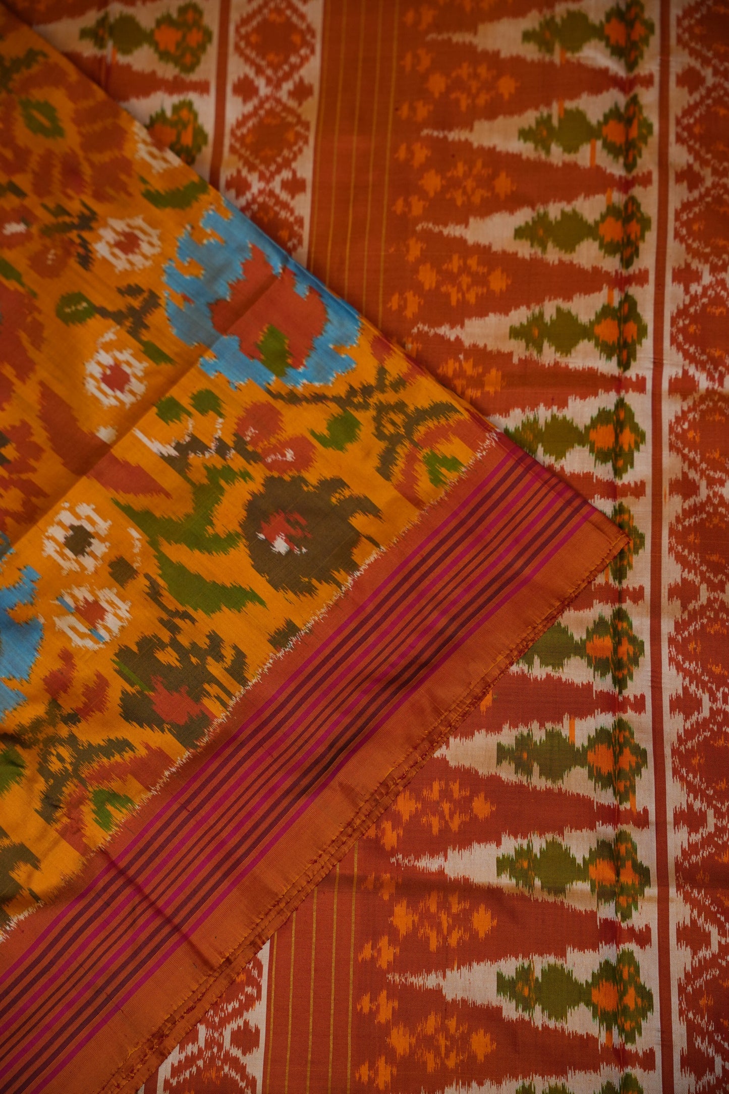 Pure Ikkat Soft Silk Saree - Mustard Yellow