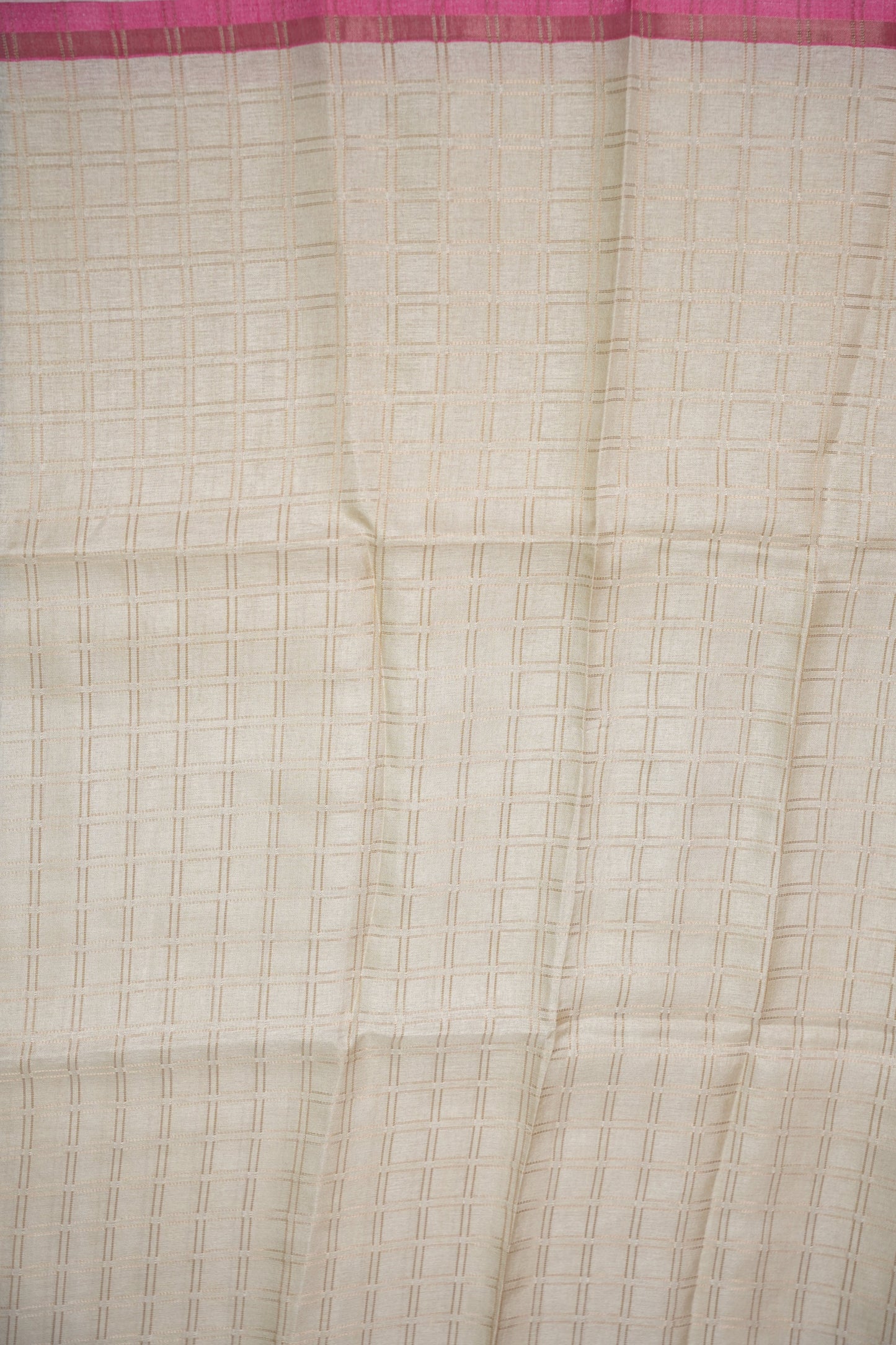 Semi Tussar Raw Silk Saree with Checkered Body & Kalamkari Pallu and Blouse – Dusty Pink