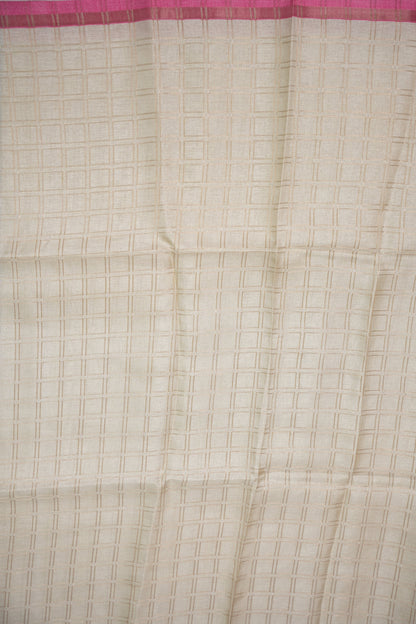 Semi Tussar Raw Silk Saree with Checkered Body & Kalamkari Pallu and Blouse – Dusty Pink