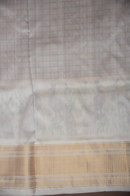 Pure Ikkat Soft Silk Saree - Ivory & Wine