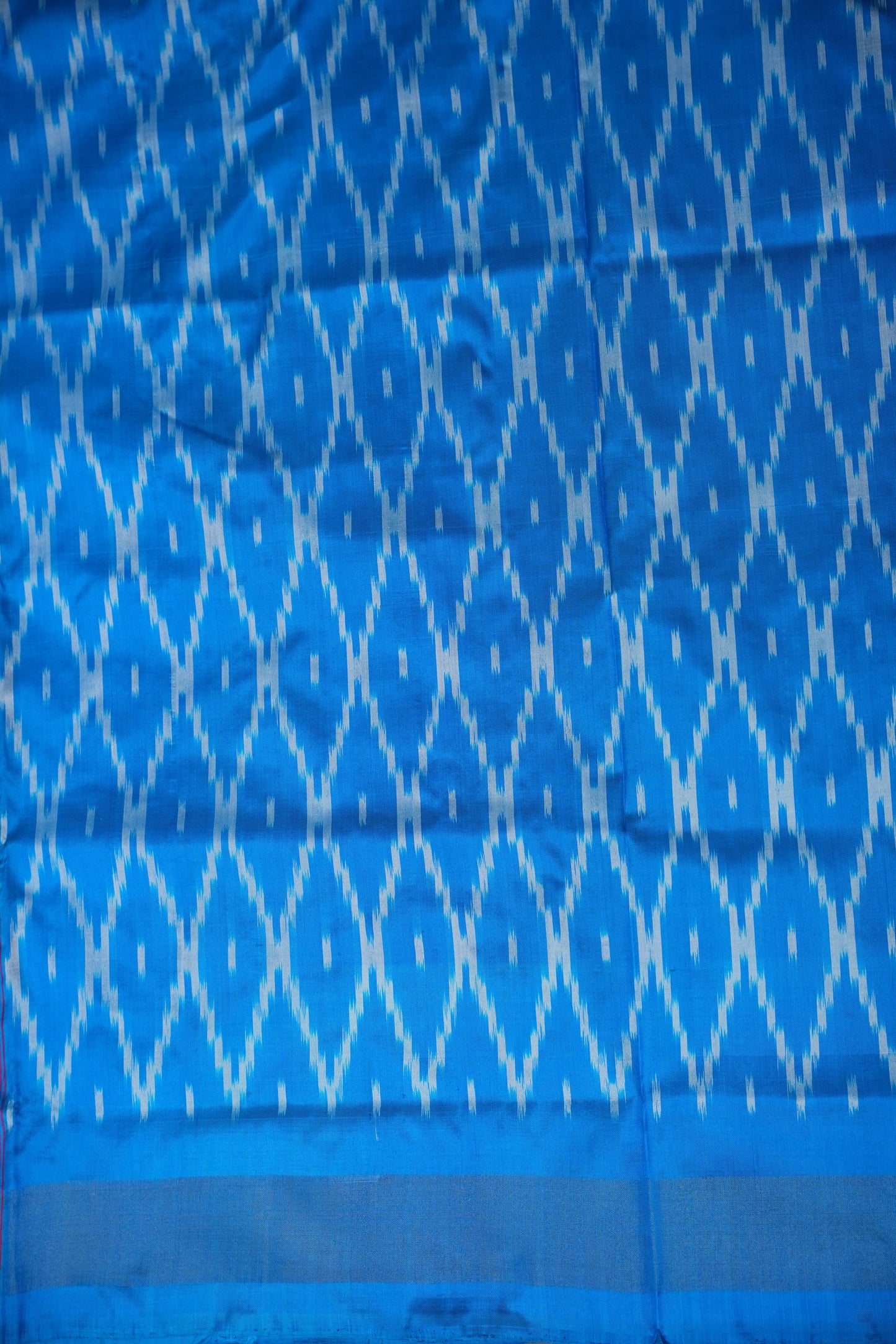 Pure Ikkat Soft Silk Saree - Orange & Blue