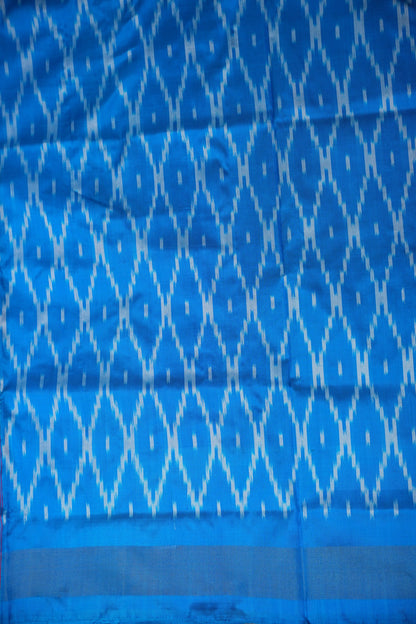 Pure Ikkat Soft Silk Saree - Orange & Blue