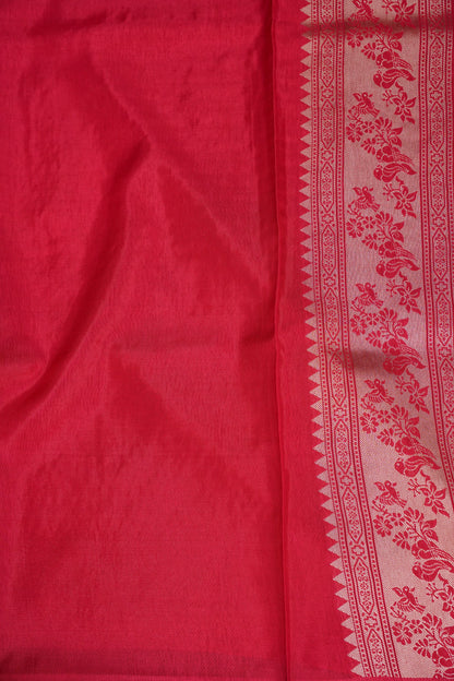 Banarasi Silk Saree – Pink with Antique Gold Zari Floral Weave