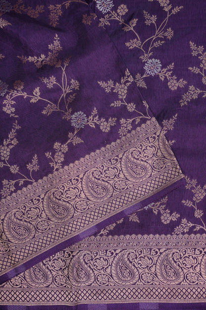 Banarasi Silk Saree – Royal Purple with Intricate Gold Zari Floral Weave