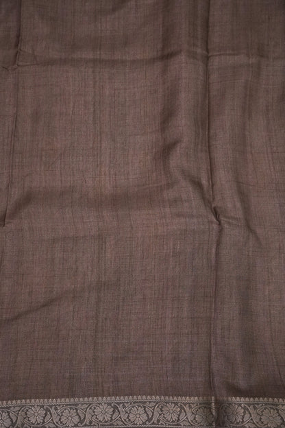 Linen Tussar Saree with Floral Kalamkari Digital Print – Slate Grey