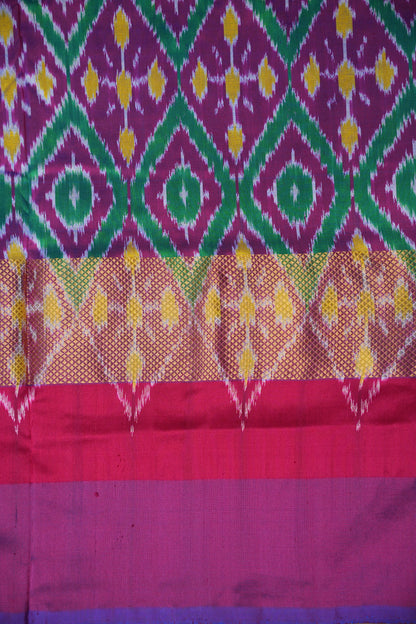Pure Ikkat Soft Silk Saree - Yellow