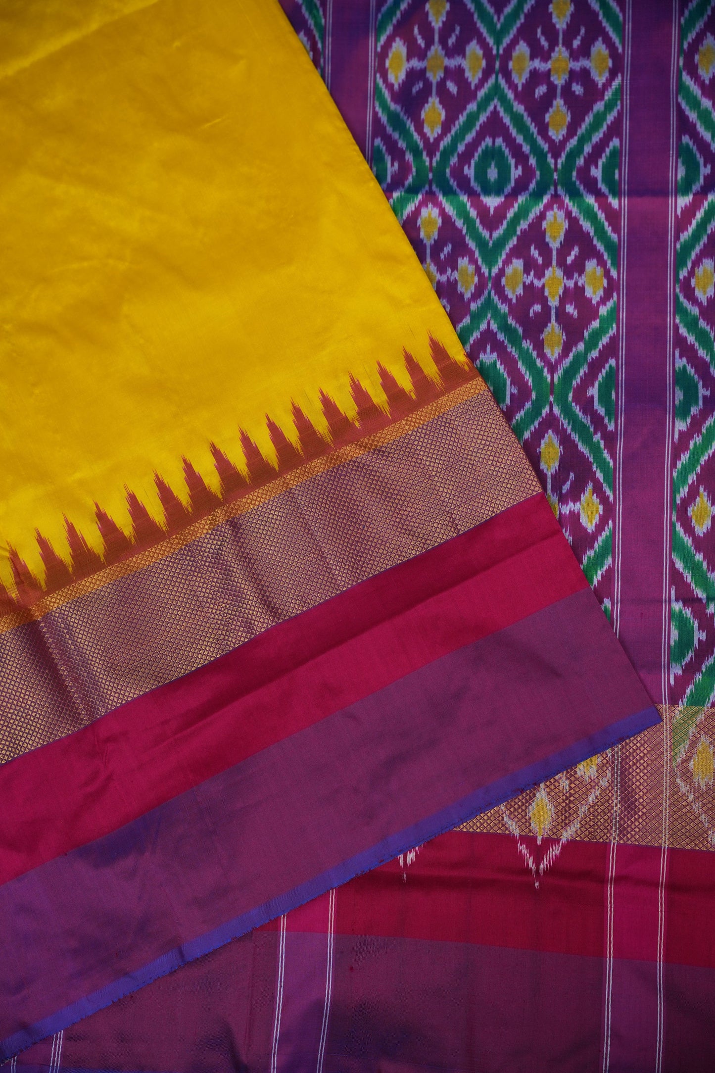 Pure Ikkat Soft Silk Saree - Yellow