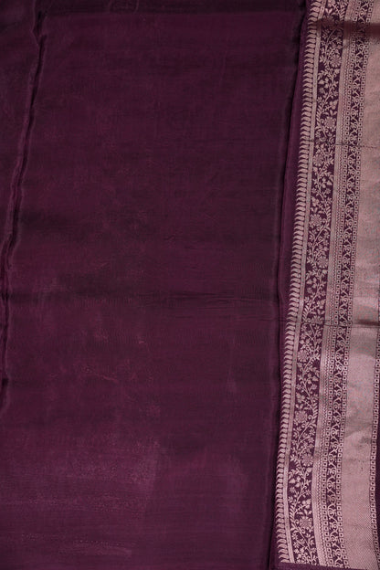 Banarasi Silk Saree – Rich Plum Purple with Intricate Gold Zari Floral Weave