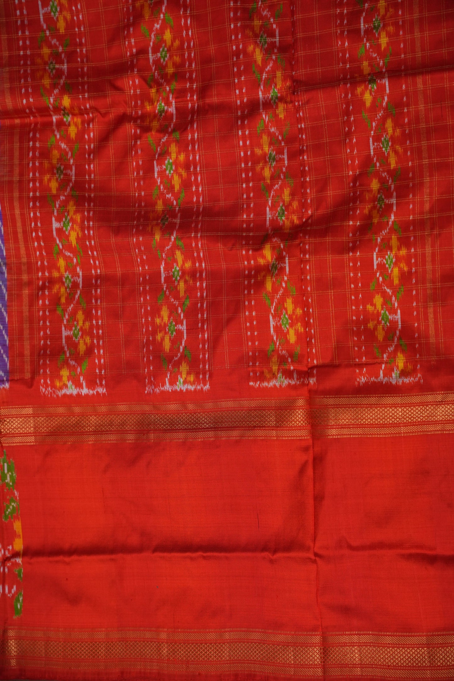 Pure Ikkat Soft Silk Saree - Lavender & Orange
