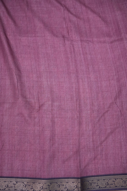 Linen Tussar Saree with Kalamkari Digital Print – Purple Floral Theme