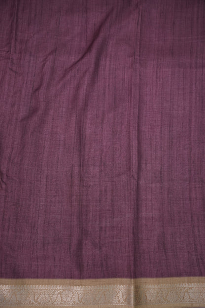 Linen Tussar Saree with Kalamkari Digital Print – Lavender Krishna Theme