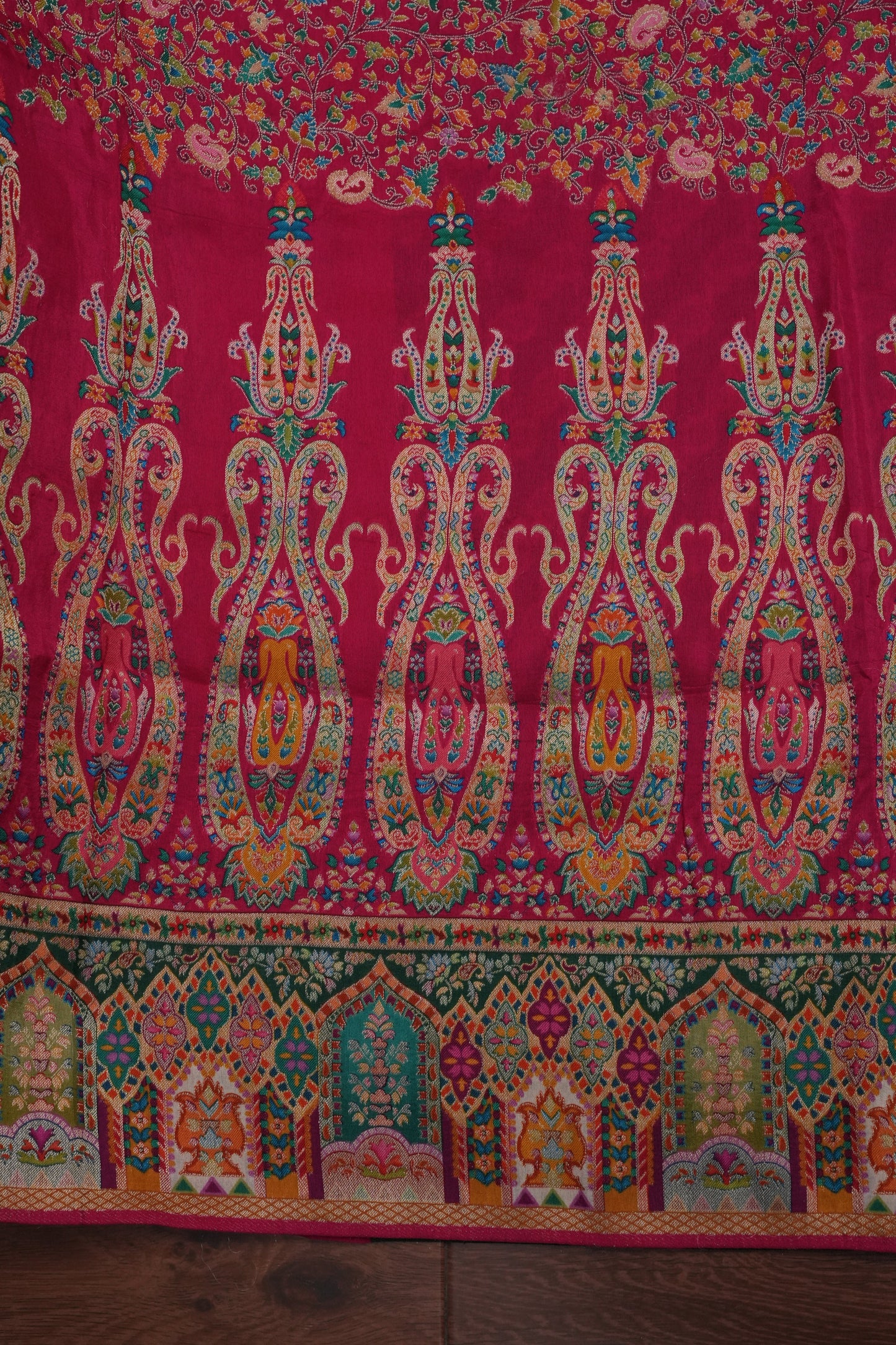 Kashmiri Pashmina Banarasi Story Telling Saree - Pink