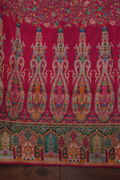 Kashmiri Pashmina Banarasi Story Telling Saree - Pink