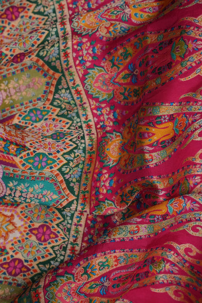 Kashmiri Pashmina Banarasi Story Telling Saree - Pink