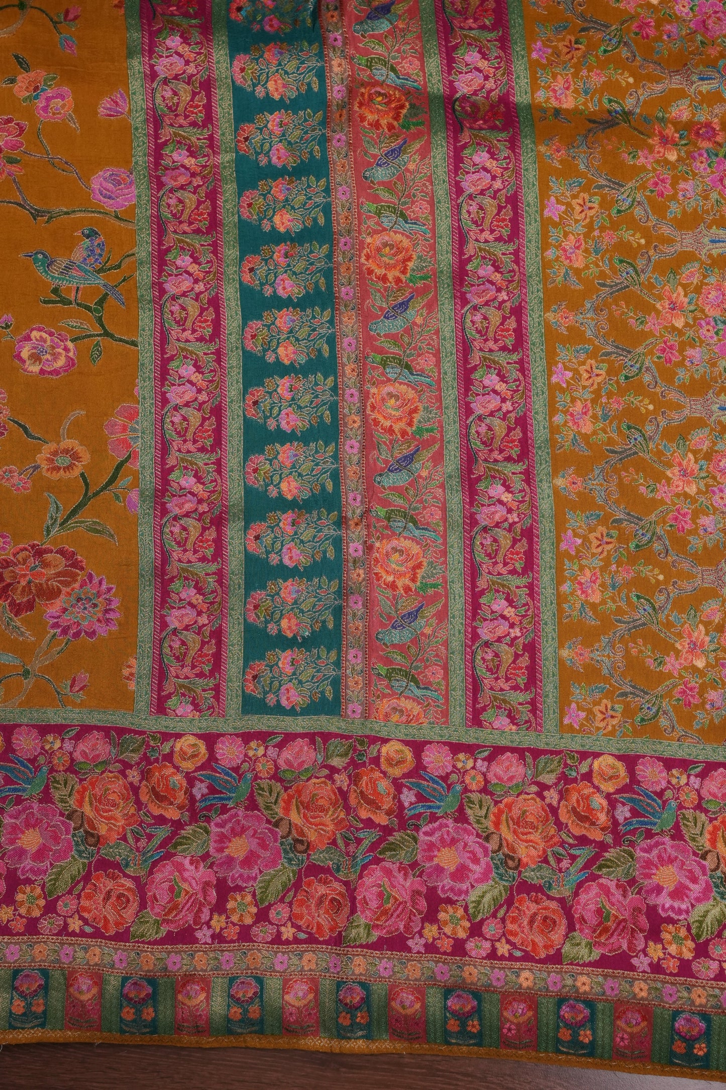 Kashmiri Pashmina Banarasi Story Telling Saree - Mustard Yellow