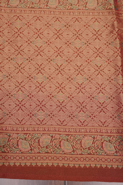 Kashmiri Pashmina Mellow Tissue Banarasi Saree - Ivory & Peach