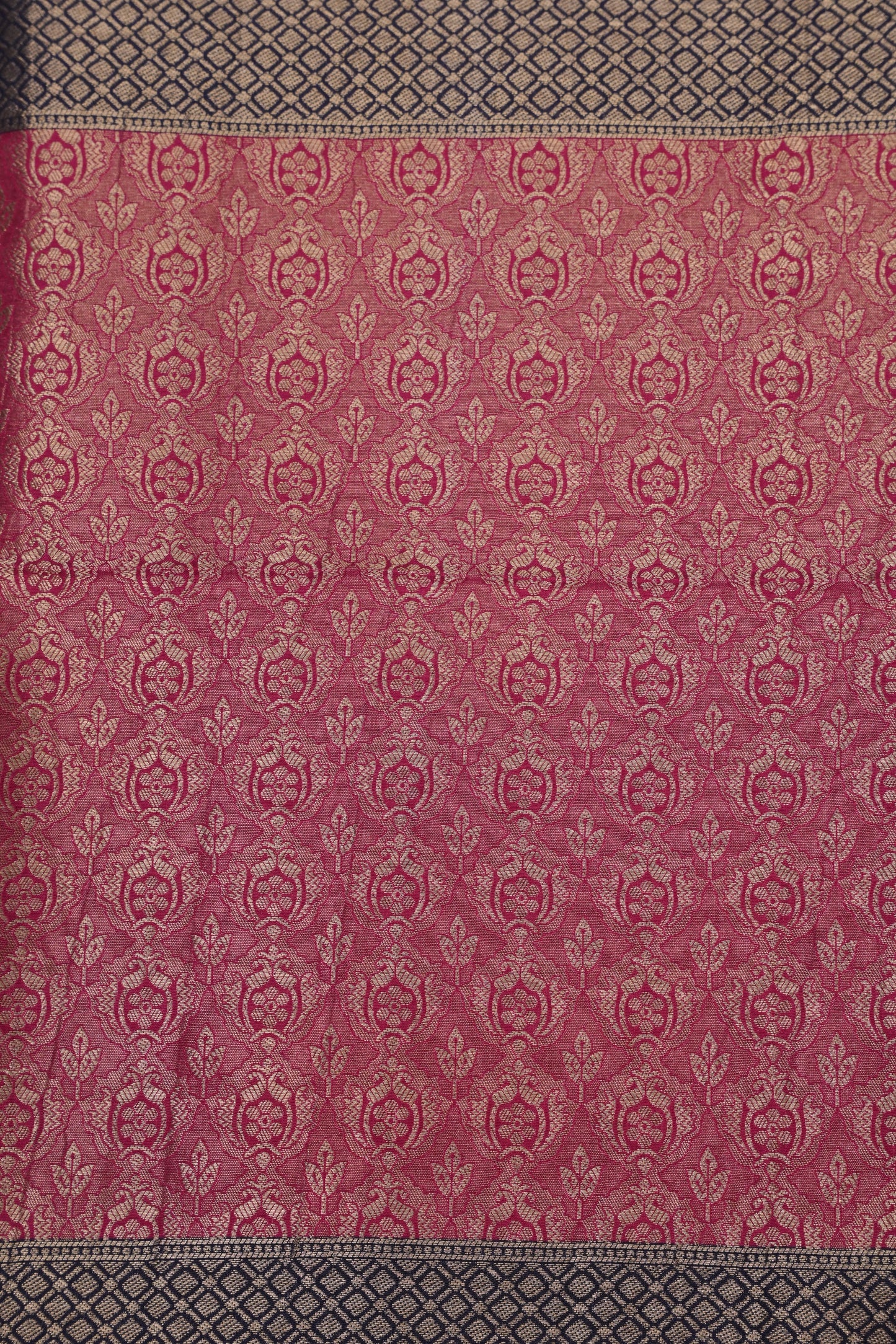 Kashmiri Pashmina Banarasi Story Telling Saree - Navy Blue & Pink