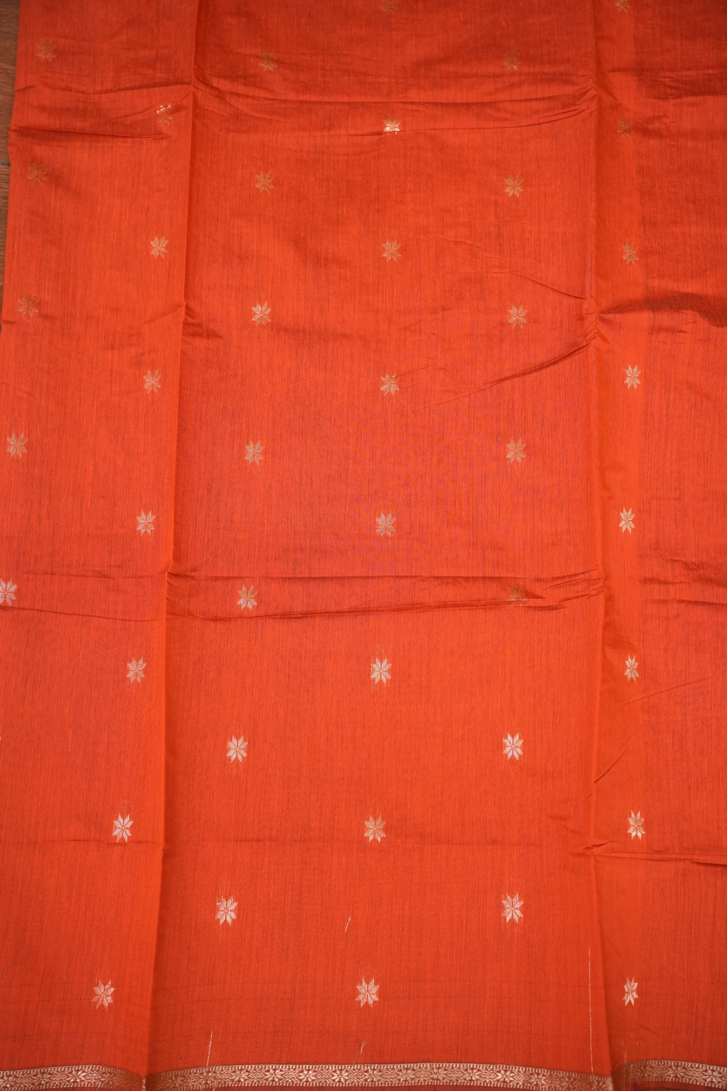 Maheshwari Silk Cotton Saree|Orange & Green