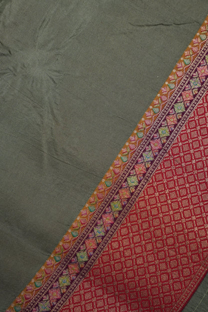 Kashmiri Pashmina Story Telling Banarasi Saree - Sage Green