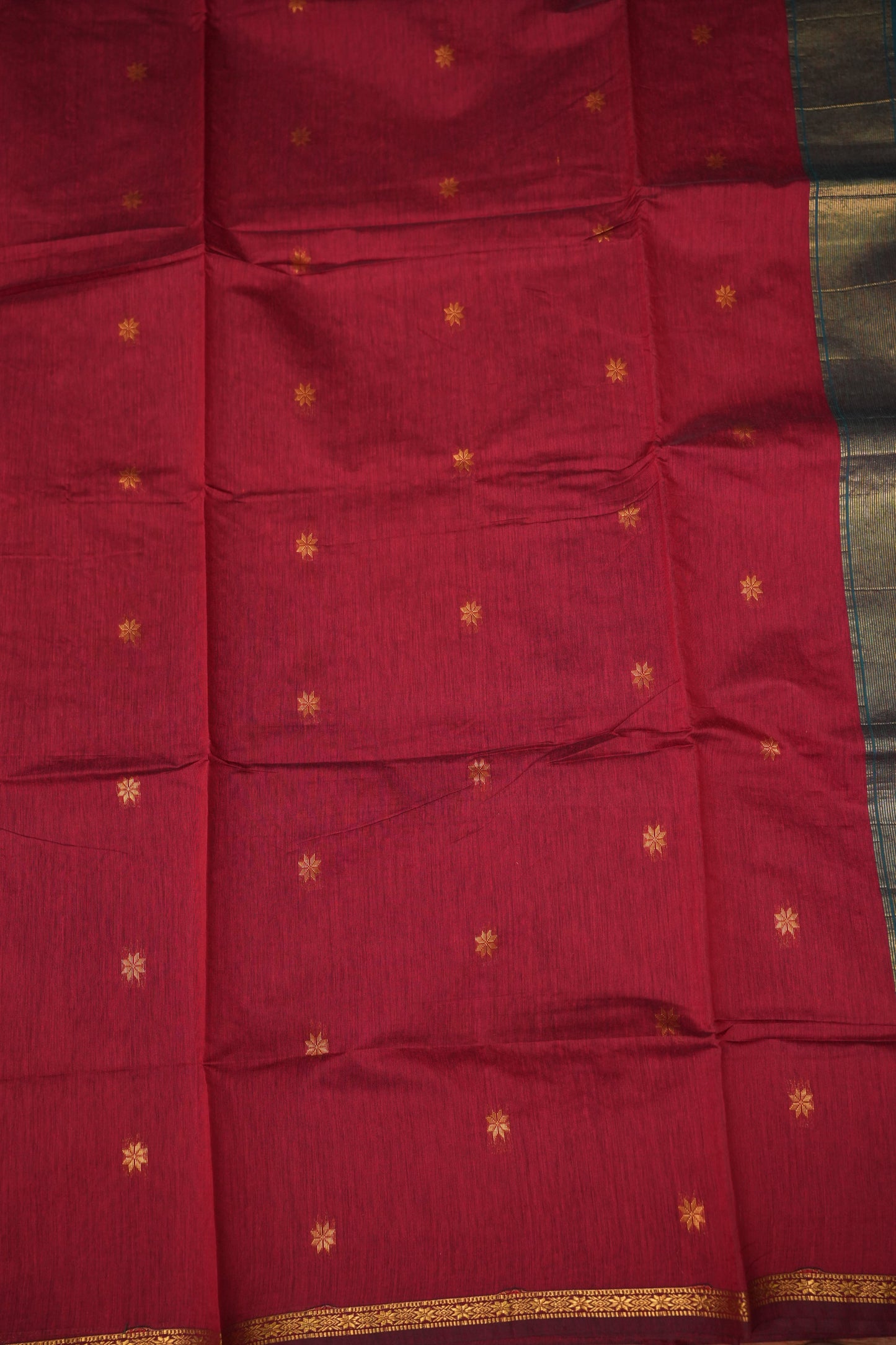 Maheshwari Silk Cotton Saree|Maroon and Teal