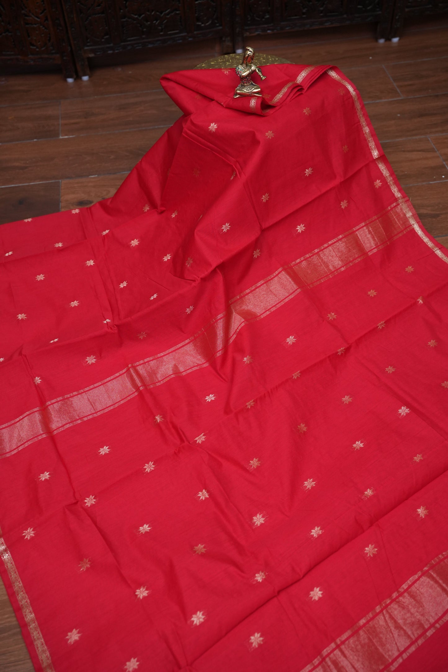 Maheshwari Silk Cotton Saree|Red