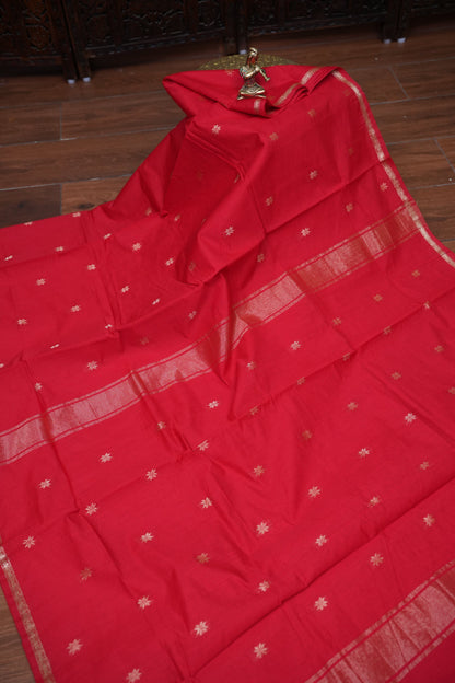 Maheshwari Silk Cotton Saree|Red
