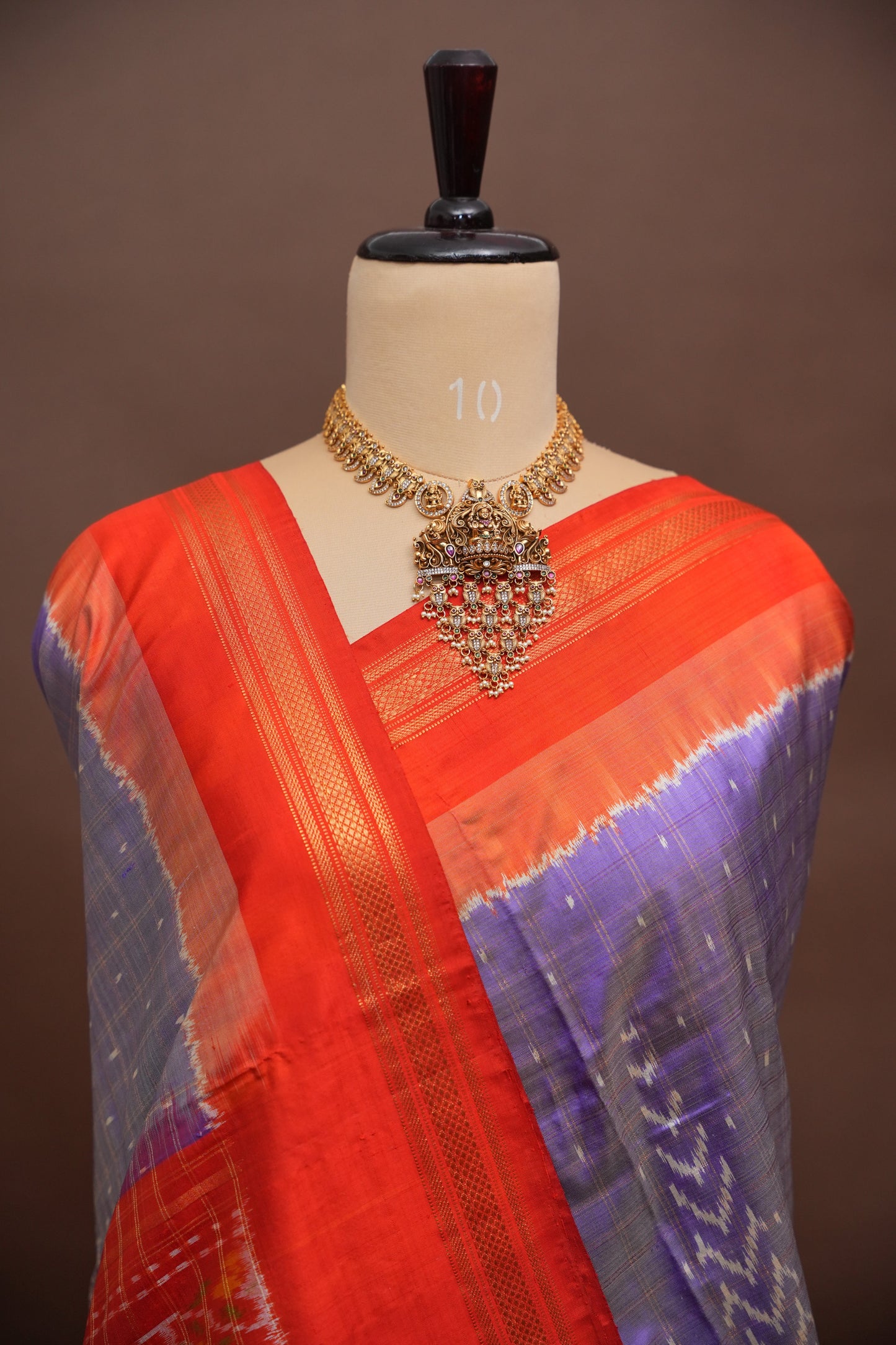 Pure Ikkat Soft Silk Saree - Lavender & Orange