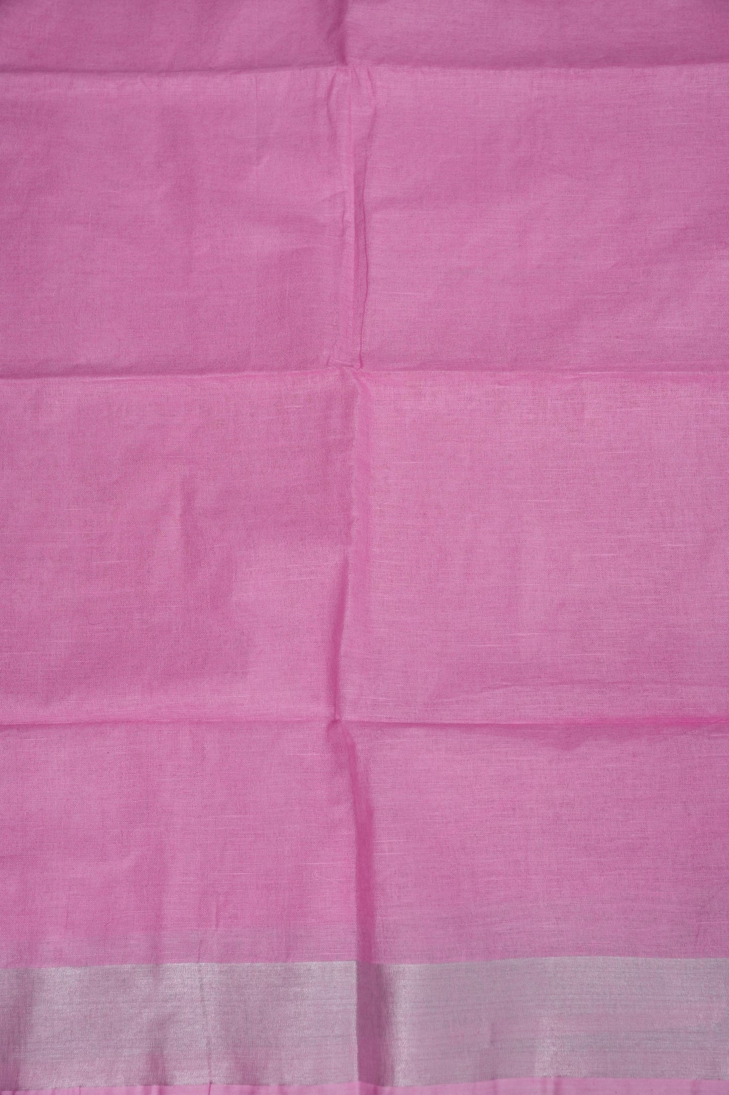 Pure Linen Saree – Soft Baby Pink with Silver Zari Stripes