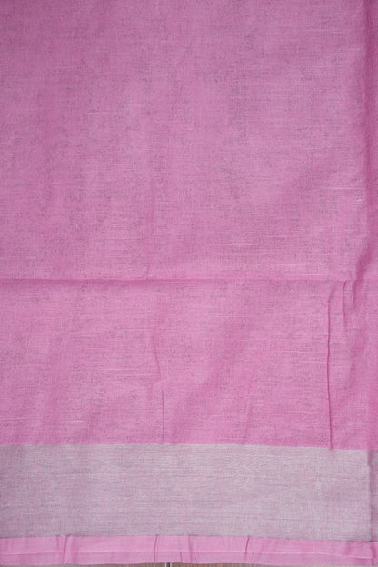 Pure Linen Saree – Soft Baby Pink with Silver Zari Stripes