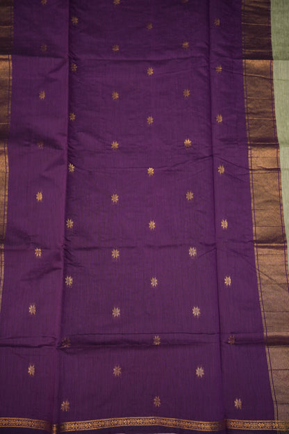 Maheshwari Silk Cotton Saree | Sage Green and Purple