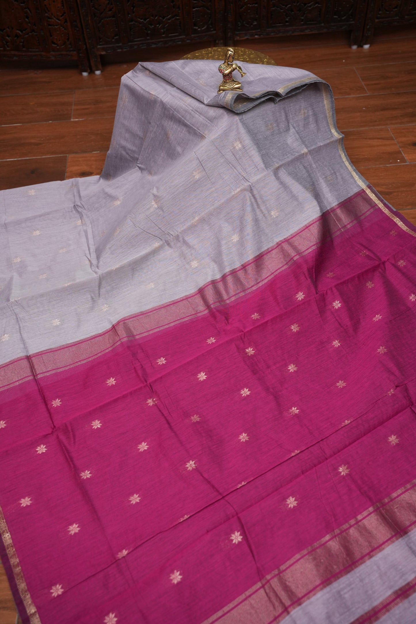 Maheshwari Silk Cotton Saree | Lavender and Pink